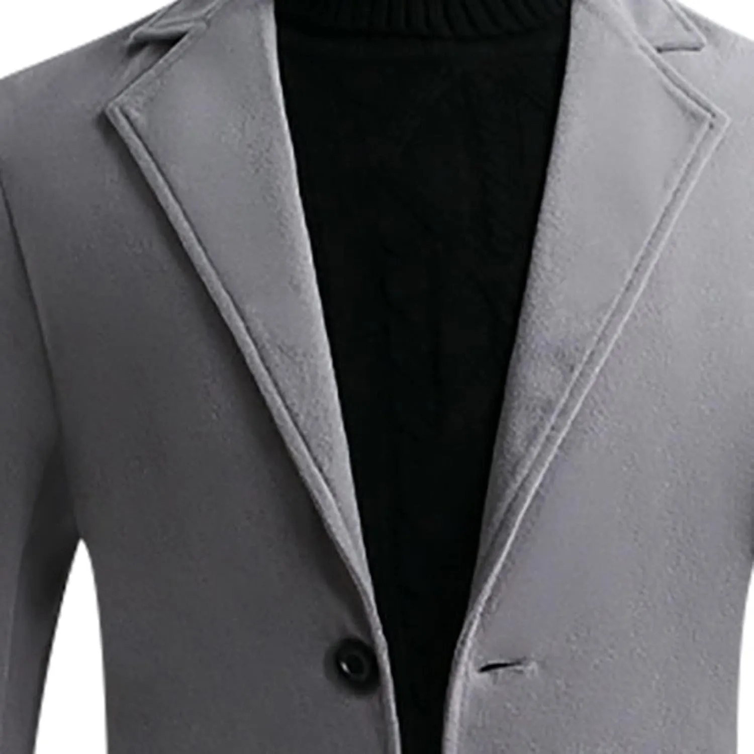 French Woolen Coat For Men's,Mens Business Solid Down Jacket Trench Topcoat Breasted Slim Fit Lapel Winter Overcoat