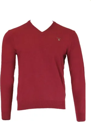 GANT Men's Solid Lambswool V-Neck Sweater