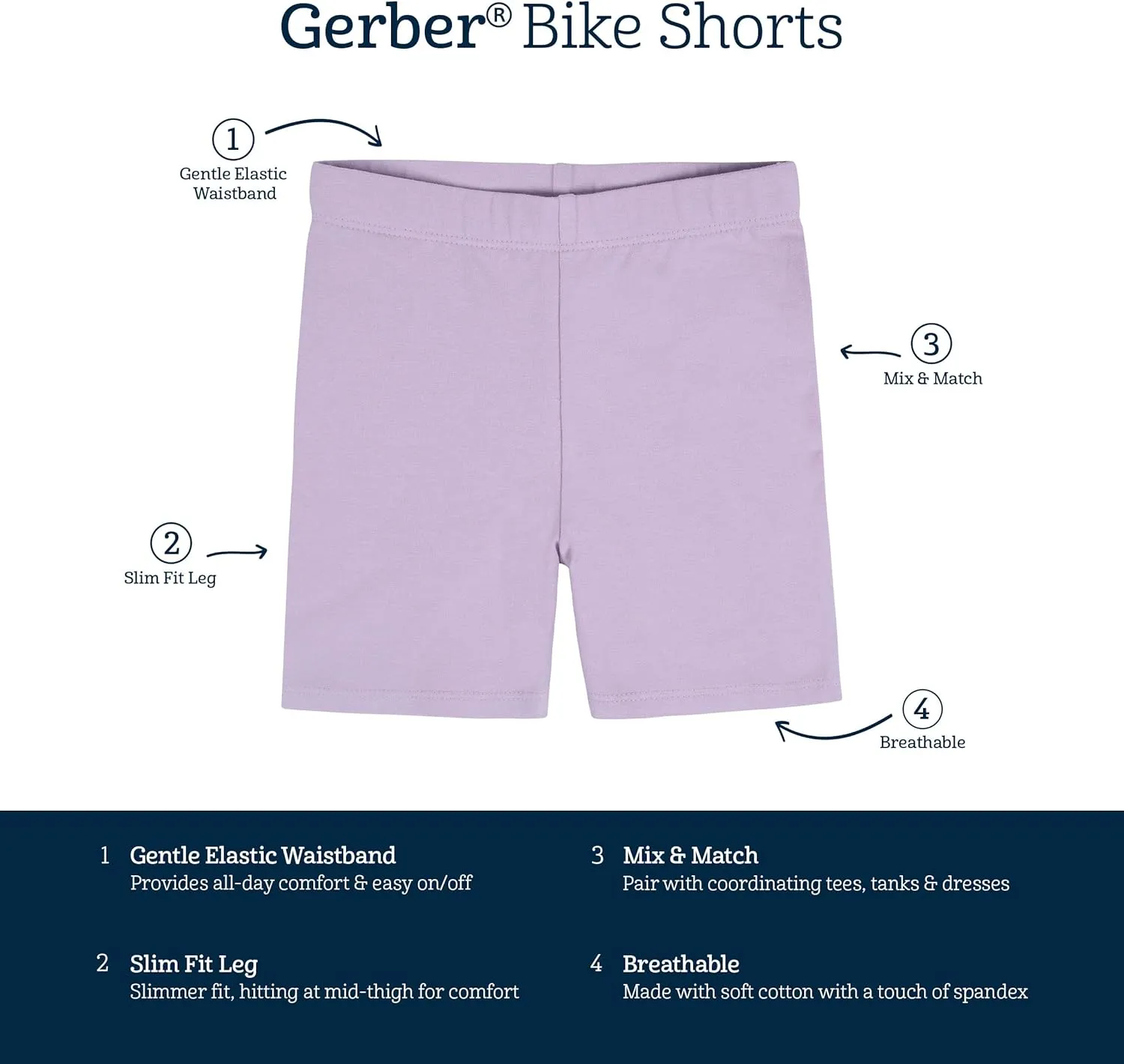 Gerber Baby Girls' 2-Pack Pull-On Bike Shorts