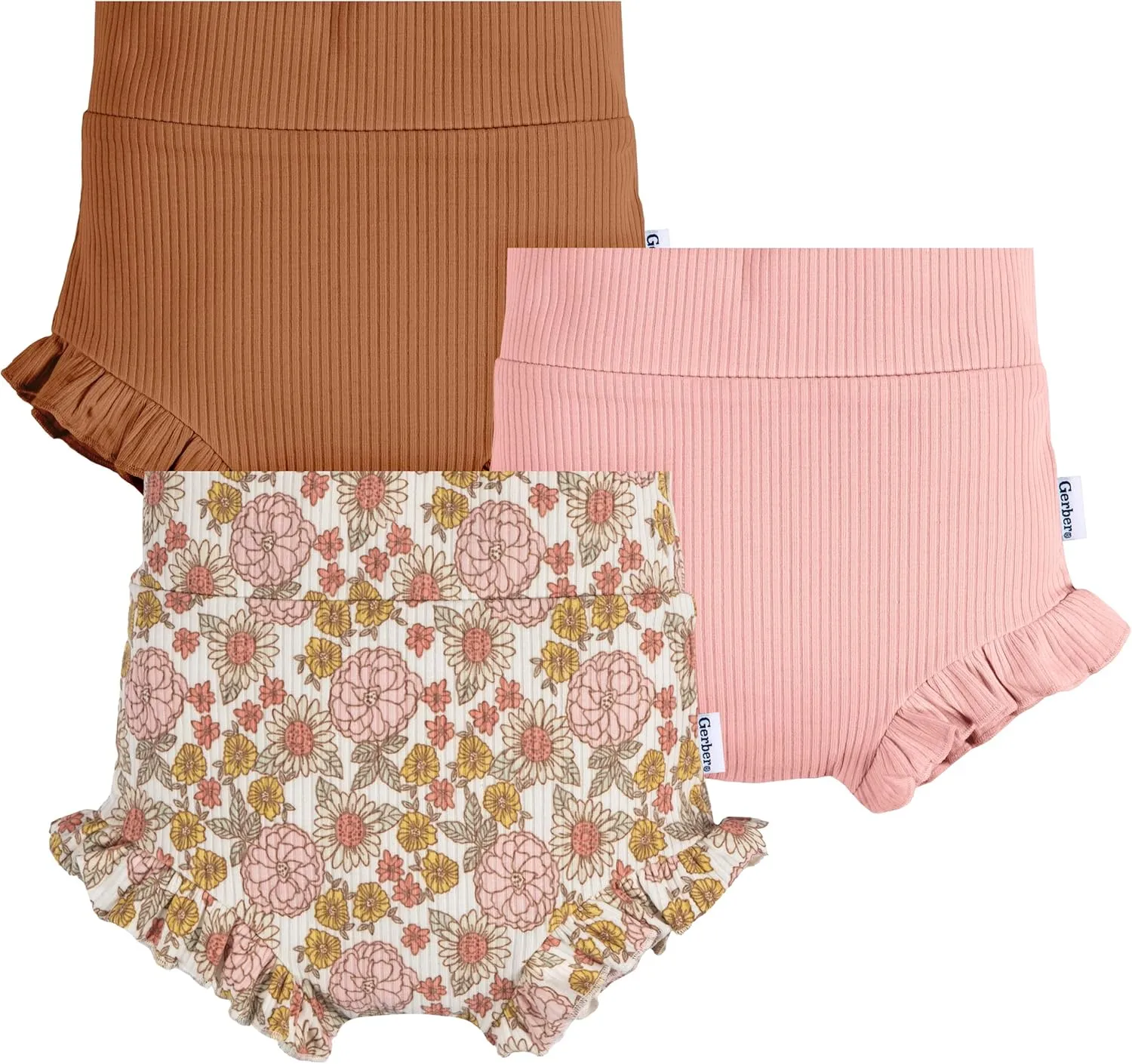 Gerber Baby Girls' 3-Pack Bubble Shorts