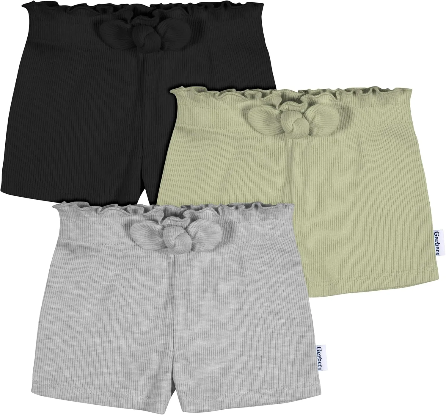 Gerber Baby Girls' Toddler 3-Pack Pull-On Knit Shorts
