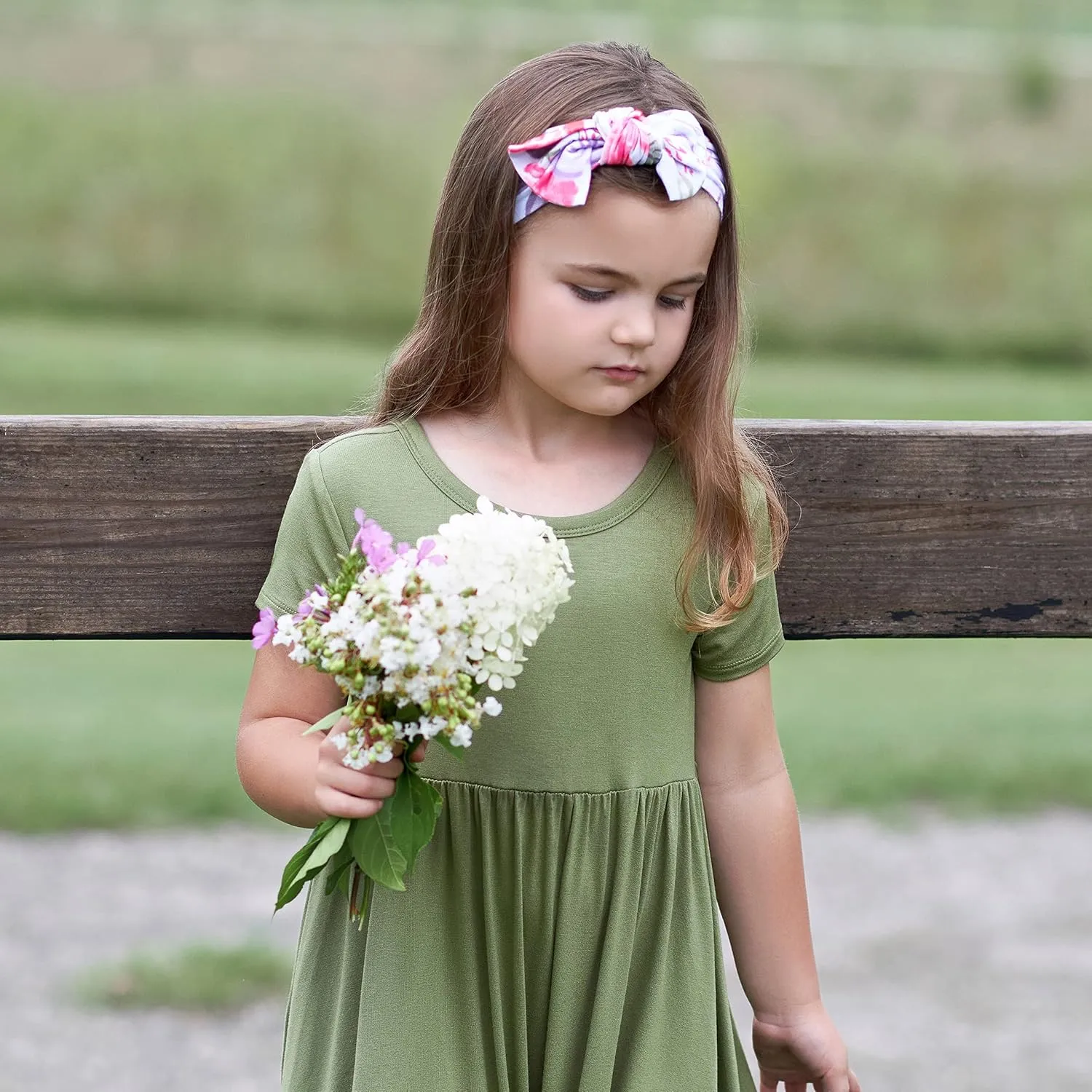 Gerber Baby Girls' Toddler Buttery-Soft Short Sleeve Twirl Dress with Viscose Made with Eucalyptus