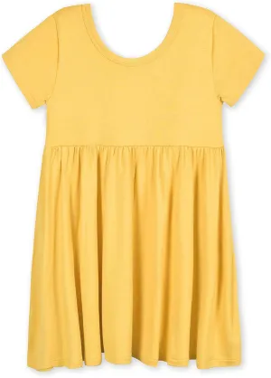 Gerber Baby Girls' Toddler Buttery-Soft Short Sleeve Twirl Dress with Viscose Made with Eucalyptus