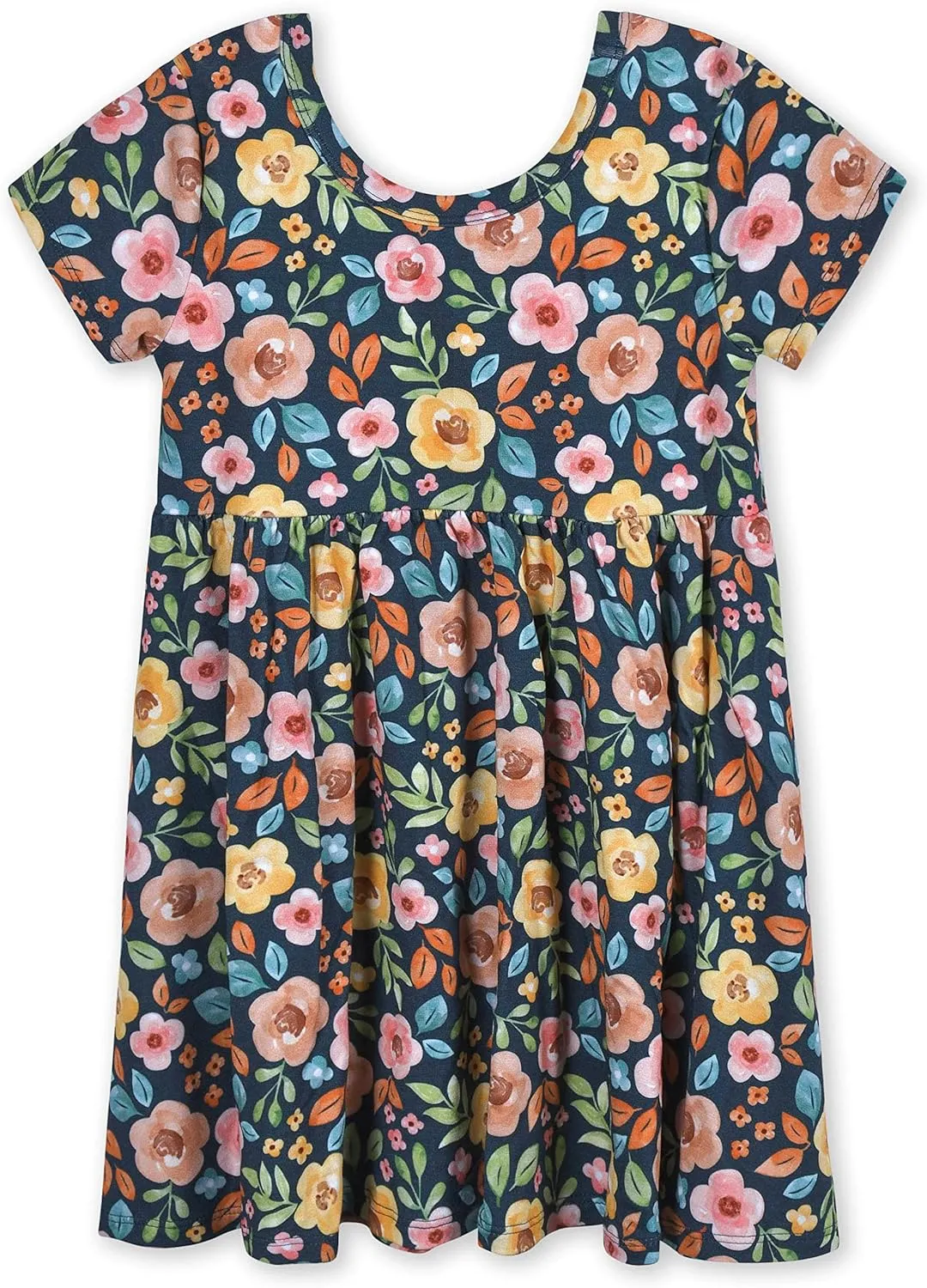 Gerber Baby Girls' Toddler Buttery-Soft Short Sleeve Twirl Dress with Viscose Made with Eucalyptus