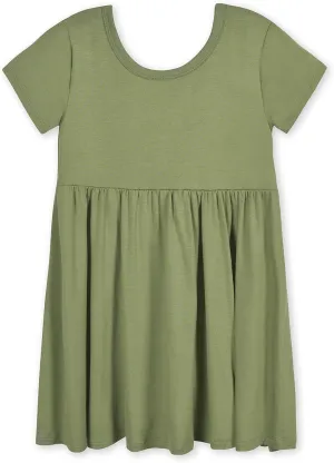 Gerber Baby Girls' Toddler Buttery-Soft Short Sleeve Twirl Dress with Viscose Made with Eucalyptus