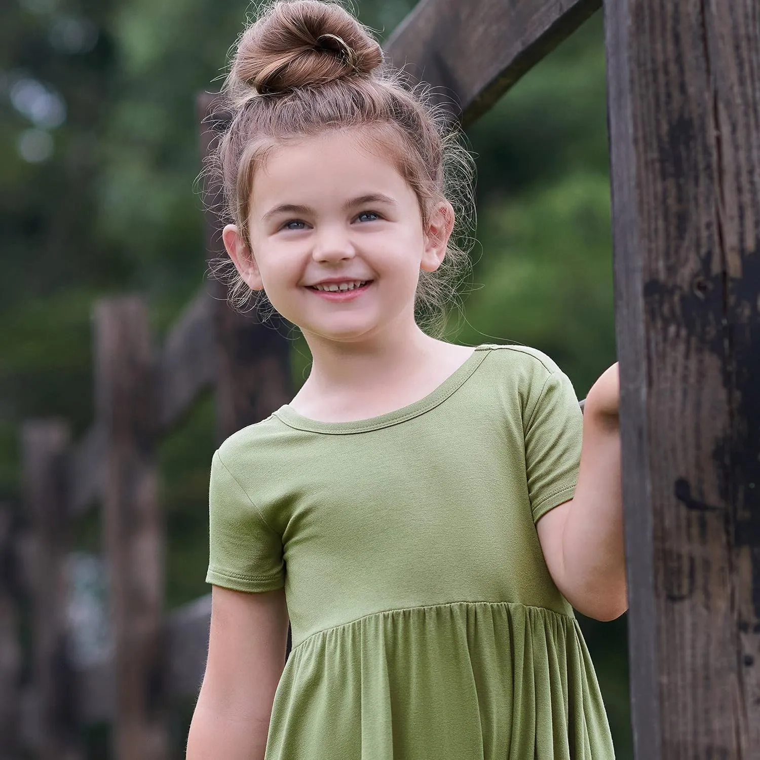 Gerber Baby Girls' Toddler Buttery-Soft Short Sleeve Twirl Dress with Viscose Made with Eucalyptus