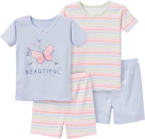 Gerber Baby Girls' Toddler Snug Fit 4-Piece Pajama Set