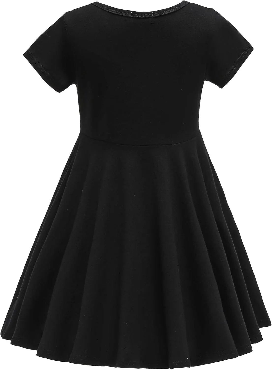 Girls Dresses Short Sleeve Solid Color Skater Casual Twirly Dress with Pockets