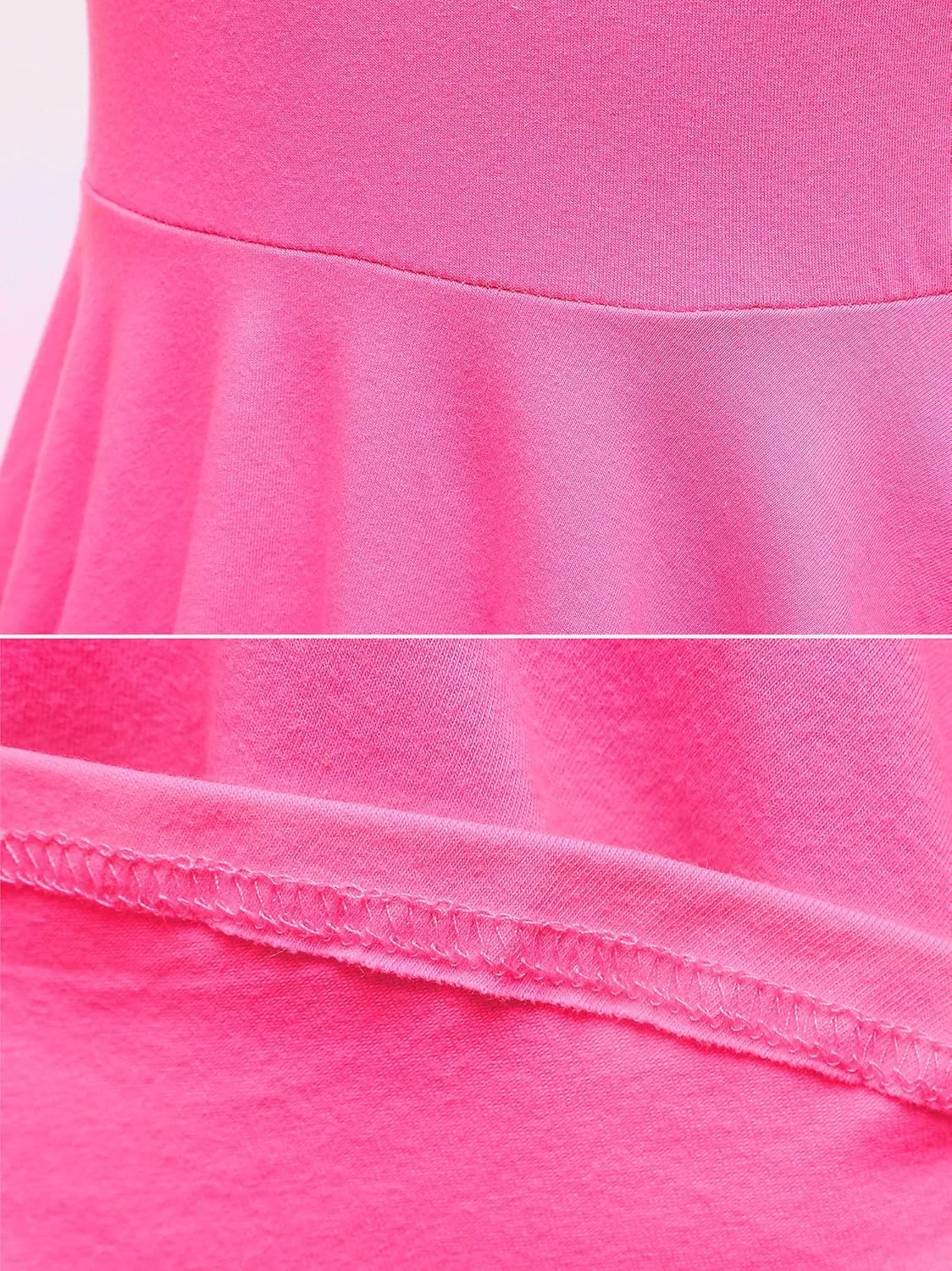 Girls Dresses Short Sleeve Solid Color Skater Casual Twirly Dress with Pockets