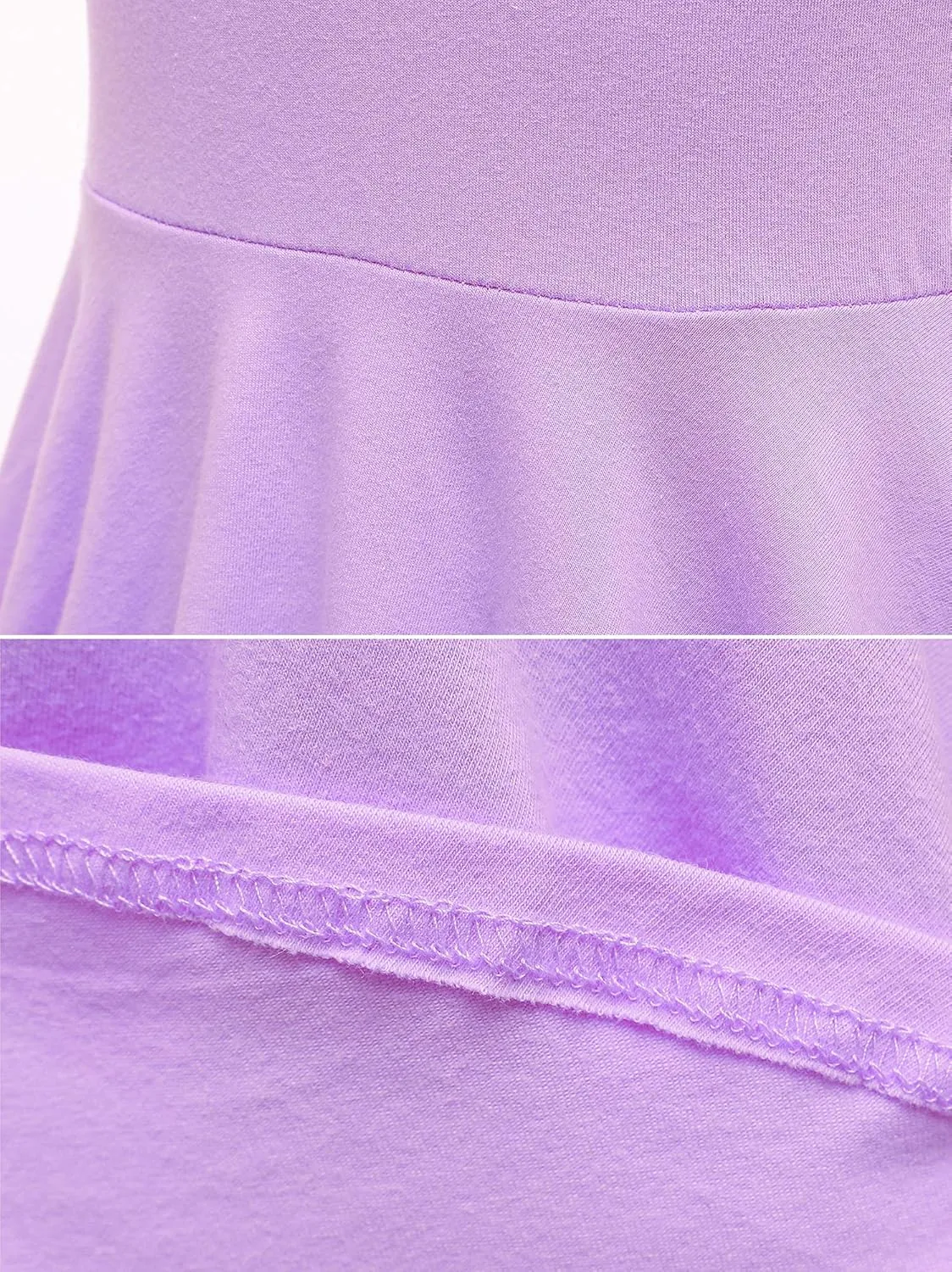 Girls Dresses Short Sleeve Solid Color Skater Casual Twirly Dress with Pockets