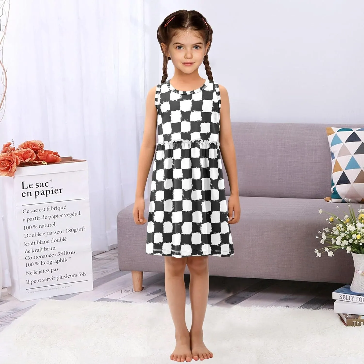 Girls' Dresses Toddler Summer Dress Sleeveless Dresses for Girls Cotton Sundress 2-8Y