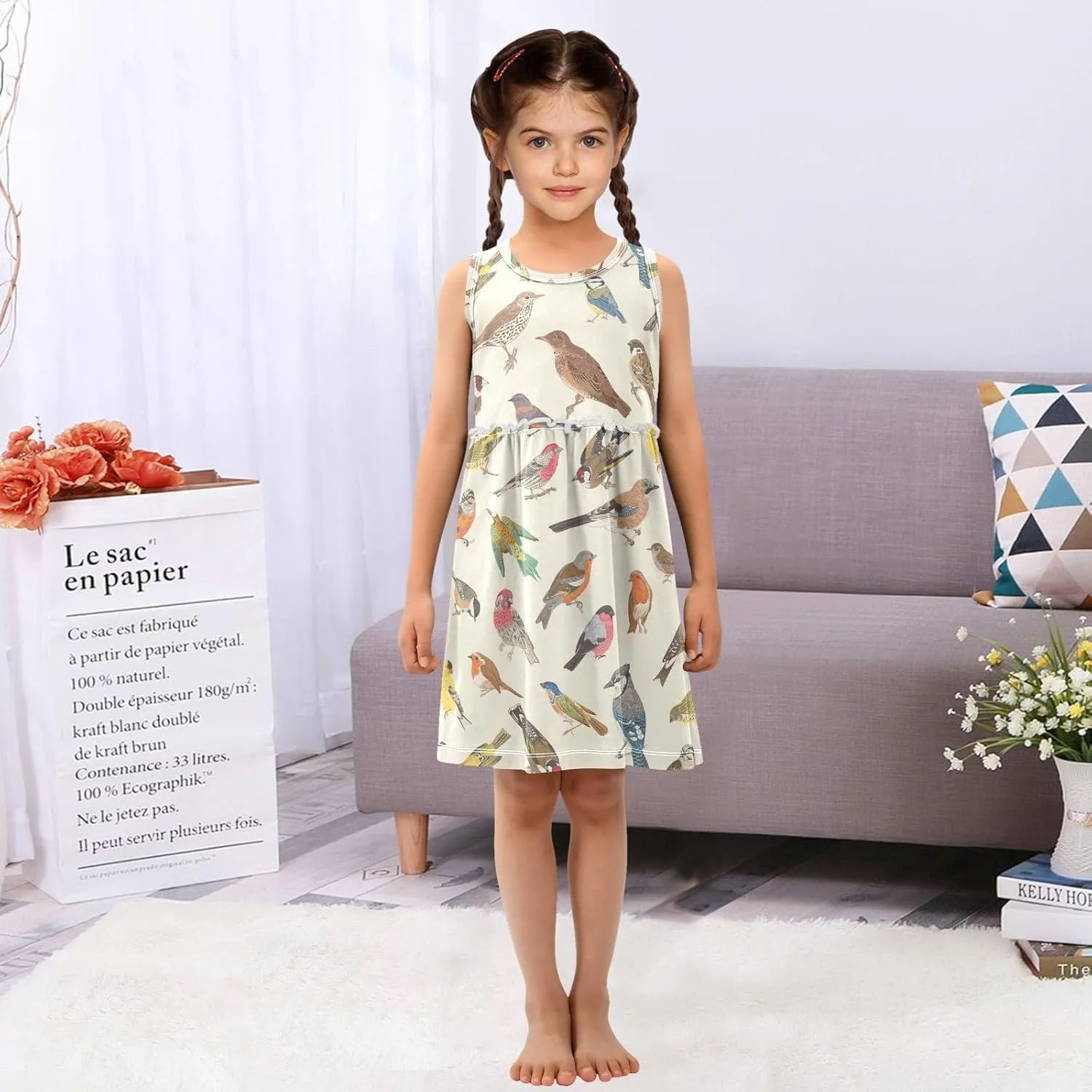 Girls' Dresses Toddler Summer Dress Sleeveless Dresses for Girls Cotton Sundress 2-8Y