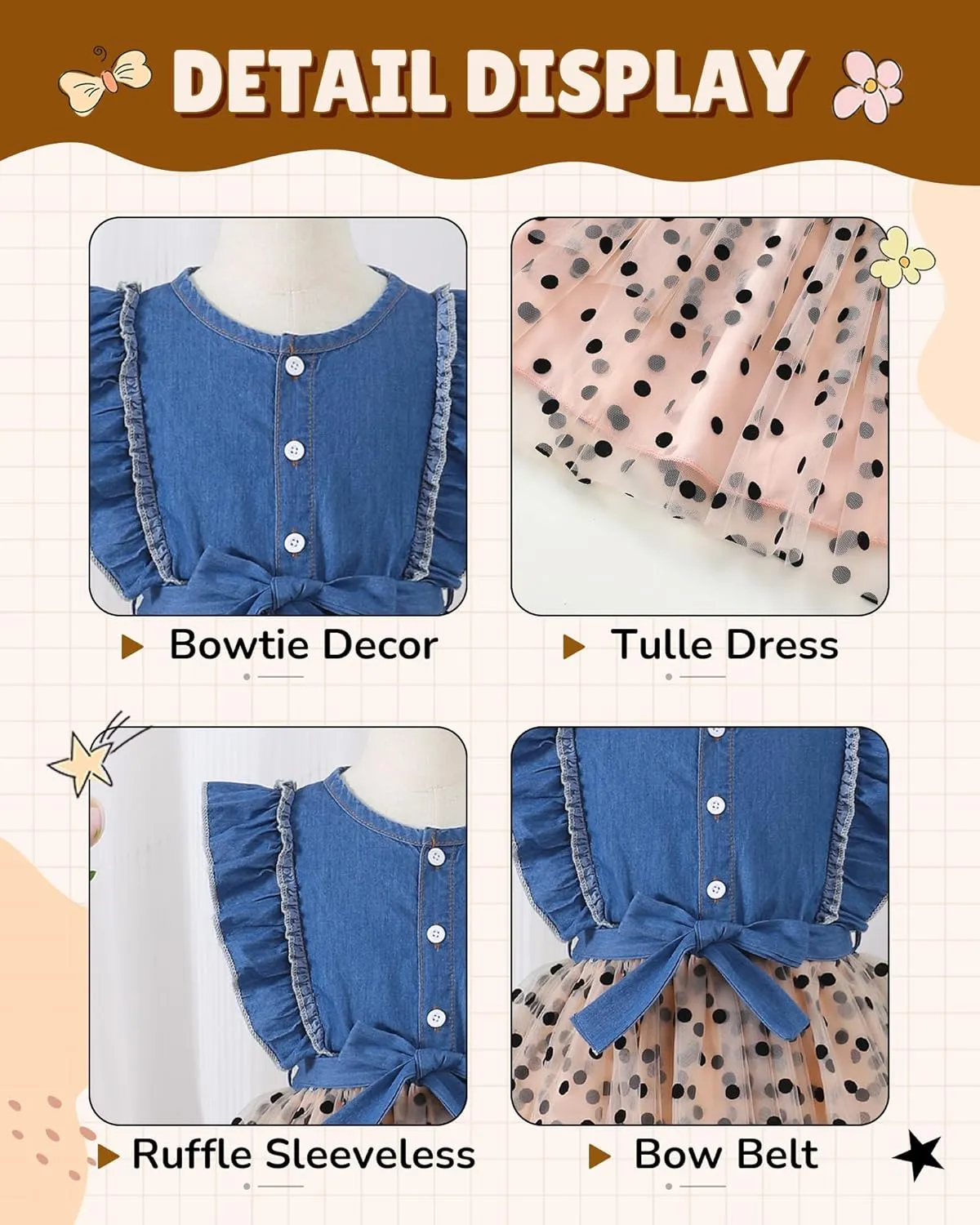 Girls Flower Dresses Fairy Tutu Party Spring Summer Sun Tulle Dress Sleeveless 2t-7t Little Girl Clothes