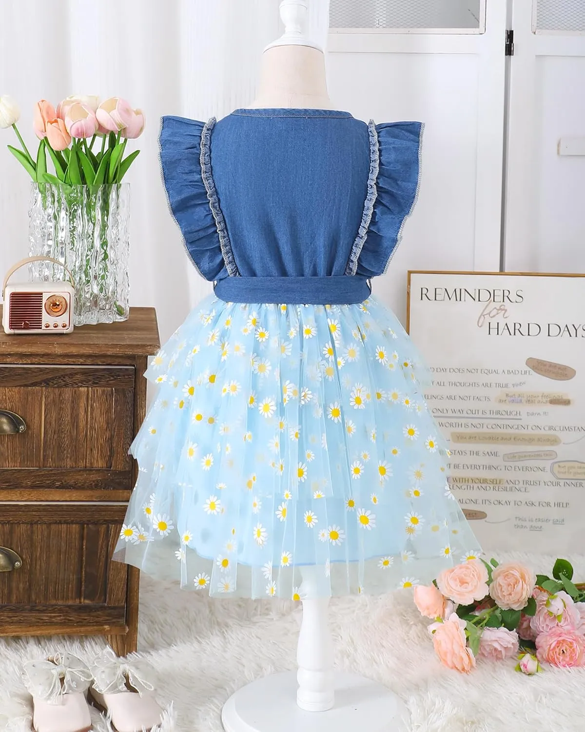 Girls Flower Dresses Fairy Tutu Party Spring Summer Sun Tulle Dress Sleeveless 2t-7t Little Girl Clothes