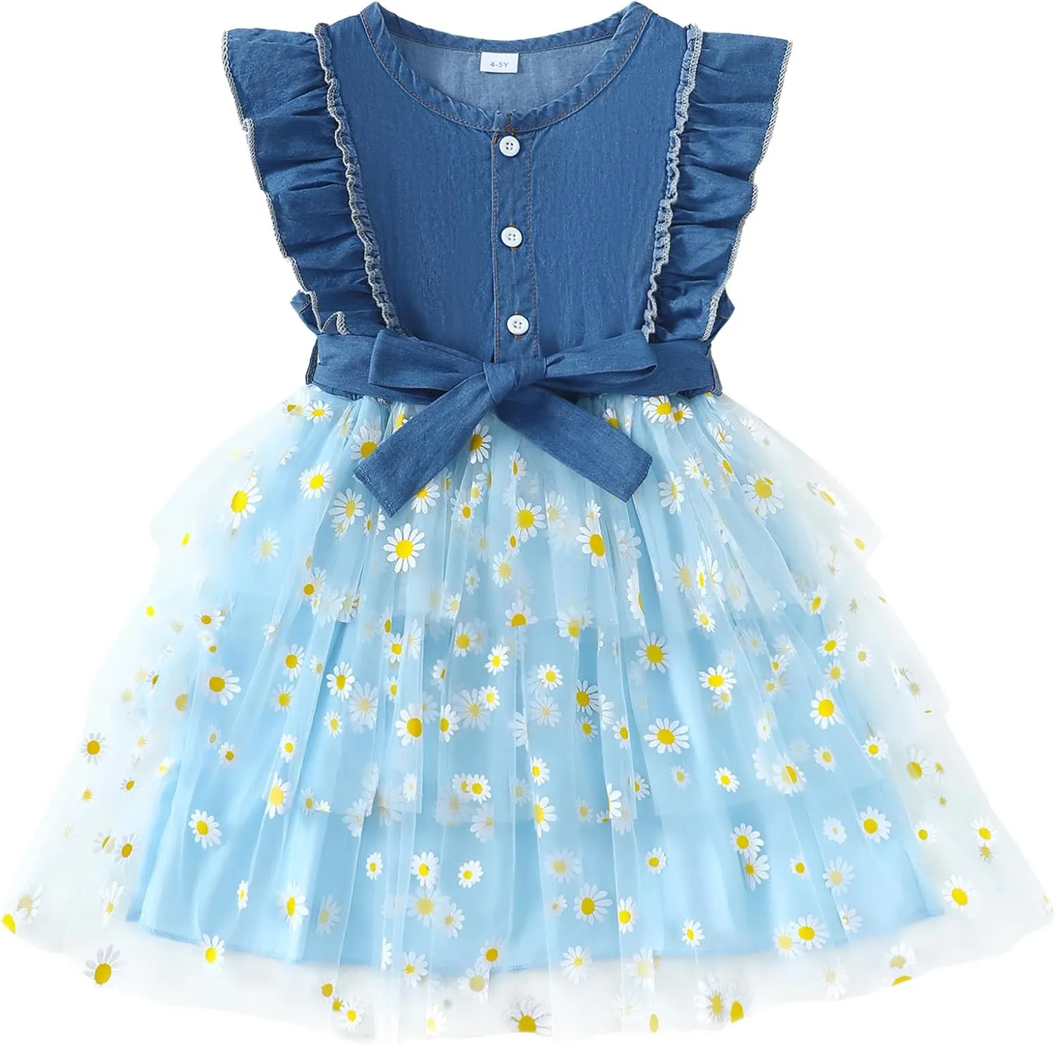 Girls Flower Dresses Fairy Tutu Party Spring Summer Sun Tulle Dress Sleeveless 2t-7t Little Girl Clothes