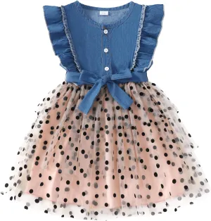Girls Flower Dresses Fairy Tutu Party Spring Summer Sun Tulle Dress Sleeveless 2t-7t Little Girl Clothes