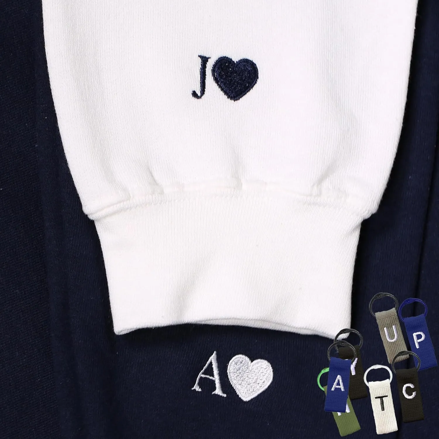 GODMERCH Custom Embroidered Initial Heart Hoodie Initial On Sleeve Hoodie Matching