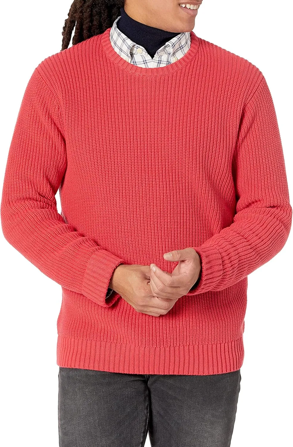 Goodthreads Men's Soft Cotton Rib Stitch Crewneck Sweater