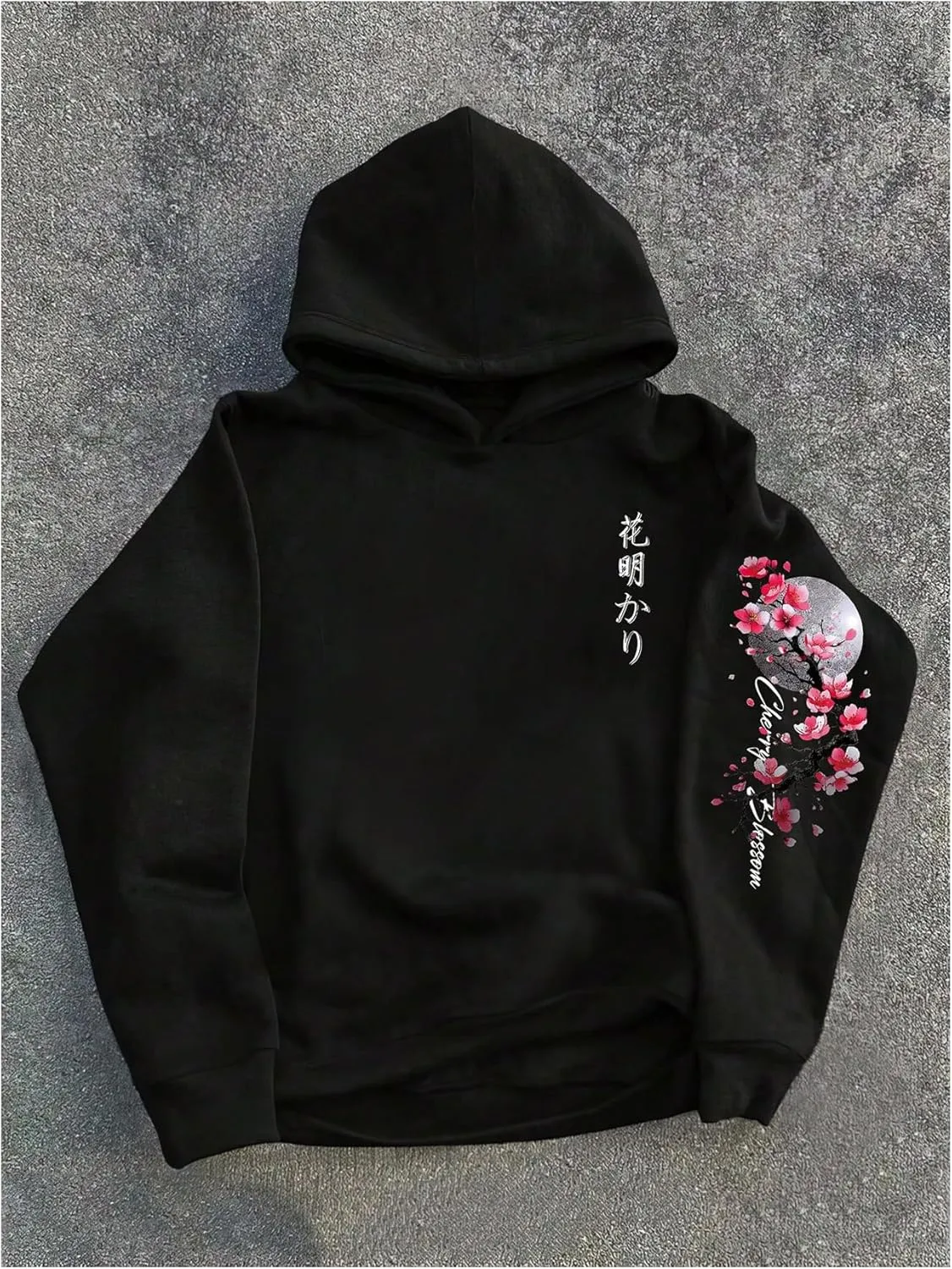 GORGLITTER Men's Graphic Hoodies Japanese Hoodie Top Oversized Long Sleeve Drawstring Pullovers Sweatshirts