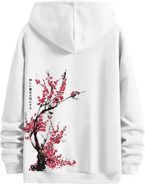 GORGLITTER Men's Graphic Hoodies Japanese Hoodie Top Oversized Long Sleeve Drawstring Pullovers Sweatshirts