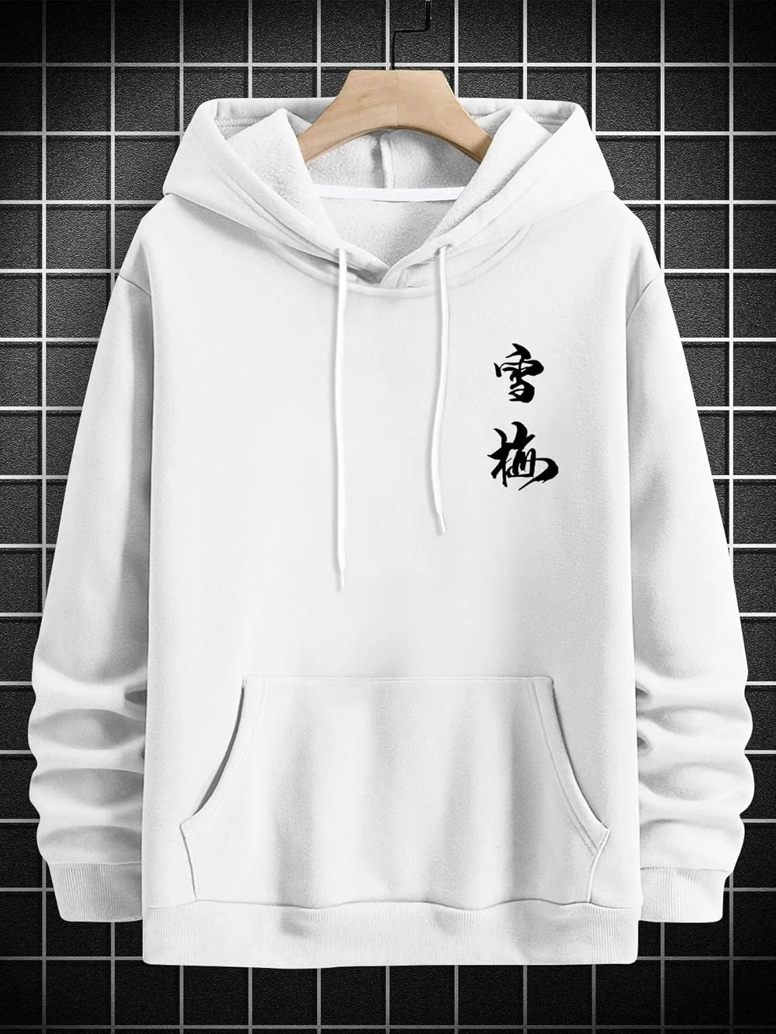 GORGLITTER Men's Graphic Hoodies Japanese Hoodie Top Oversized Long Sleeve Drawstring Pullovers Sweatshirts