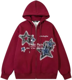 Graphic Y2K Hoodies for Women Men Zip Up Star Jackets Fashion Clothing Aesthetic Sweatshirts Gothic Clothes