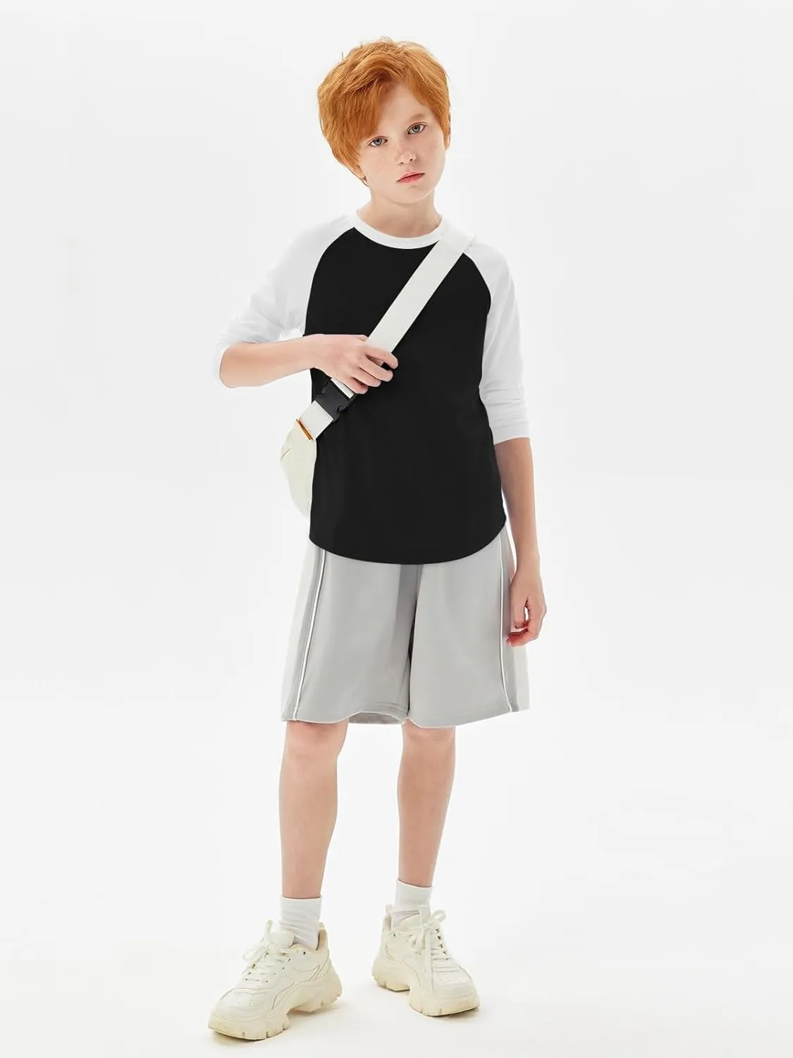 Haloumoning Boys Long Sleeve Raglan T Shirts Kids Color Block Crewneck Casual Tops Tees 4-14 Years