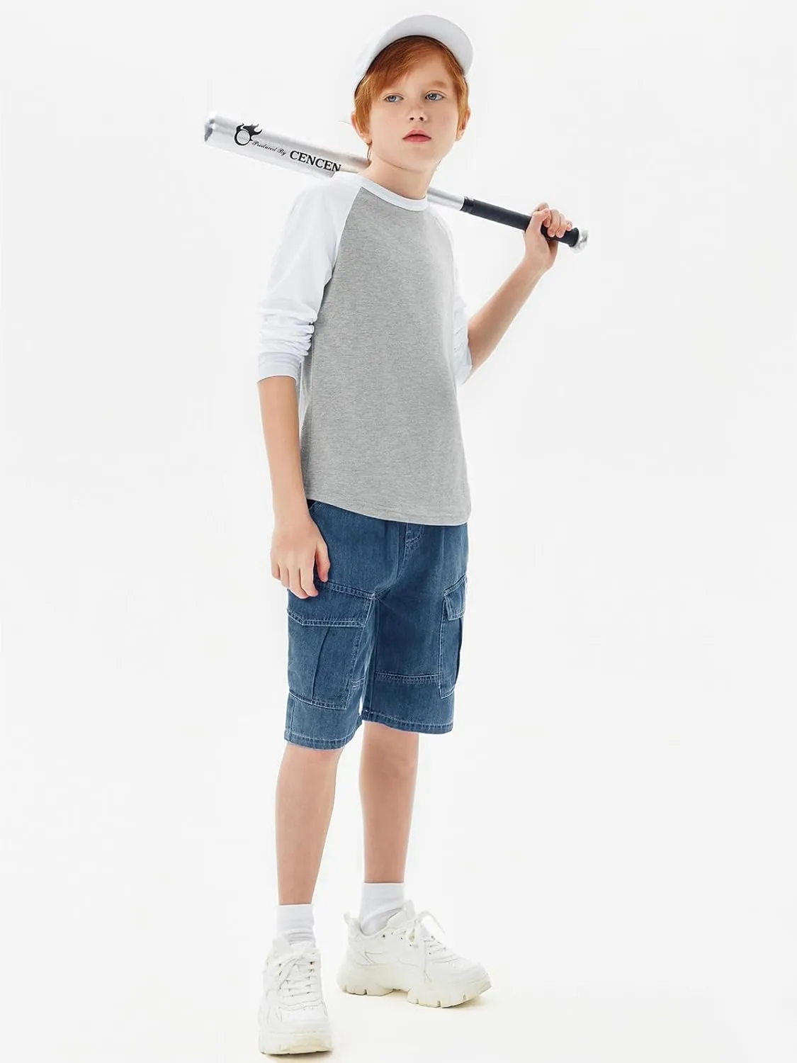 Haloumoning Boys Long Sleeve Raglan T Shirts Kids Color Block Crewneck Casual Tops Tees 4-14 Years