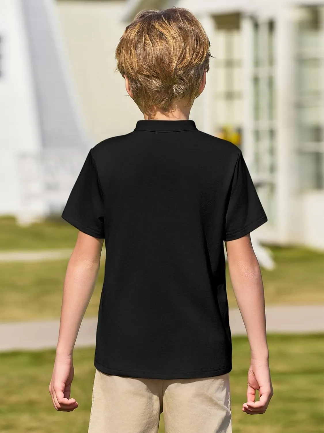 Haloumoning Boys Short Sleeve Henley Shirt Kids Casual Button Front Summer T-Shirts Tops Tees 5-14 Years