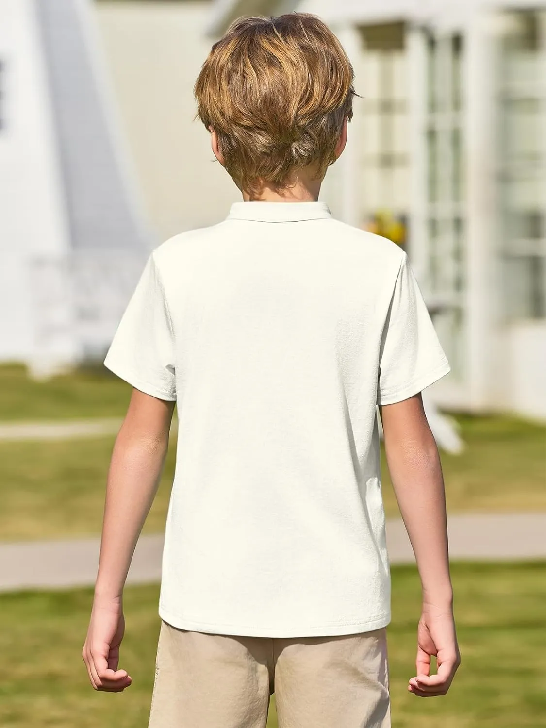 Haloumoning Boys Short Sleeve Henley Shirt Kids Casual Button Front Summer T-Shirts Tops Tees 5-14 Years
