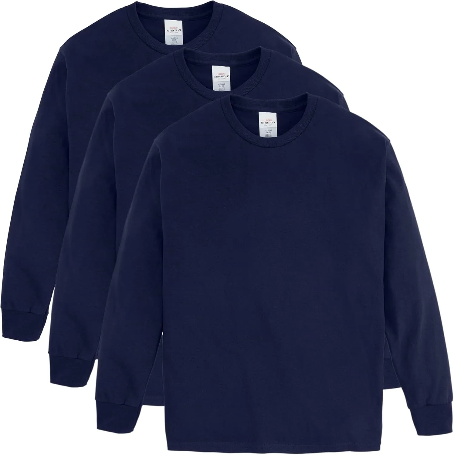 Hanes Boys ComfortSoft Long-Sleeve T-Shirt Pack, Cotton Tees for Boys, 3-Pack
