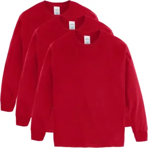 Hanes Boys ComfortSoft Long-Sleeve T-Shirt Pack, Cotton Tees for Boys, 3-Pack