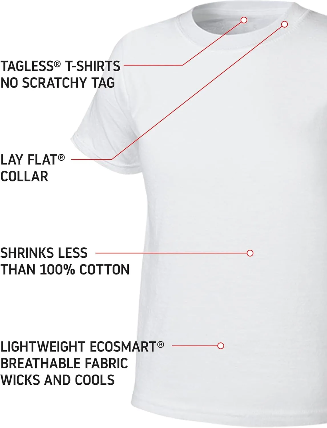 Hanes Boys' Ecosmart Short Sleeve Crew Neck T-Shirt 5-Pack