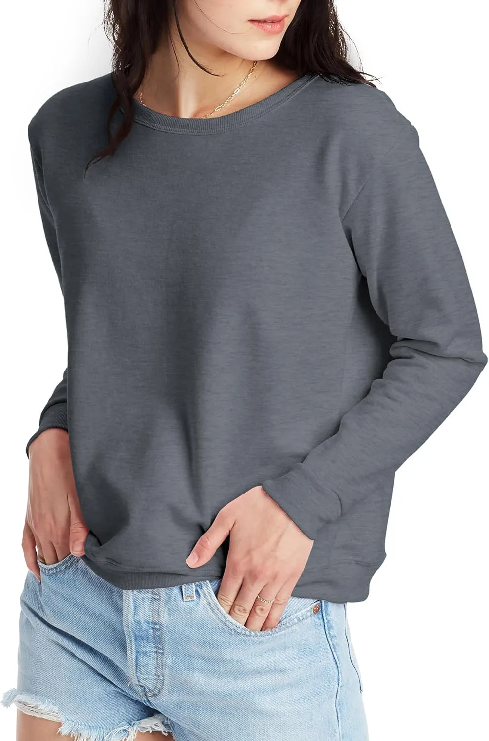 Hanes EcoSmart Womens Fleece Crewneck Pullover Sweatshirt For Women