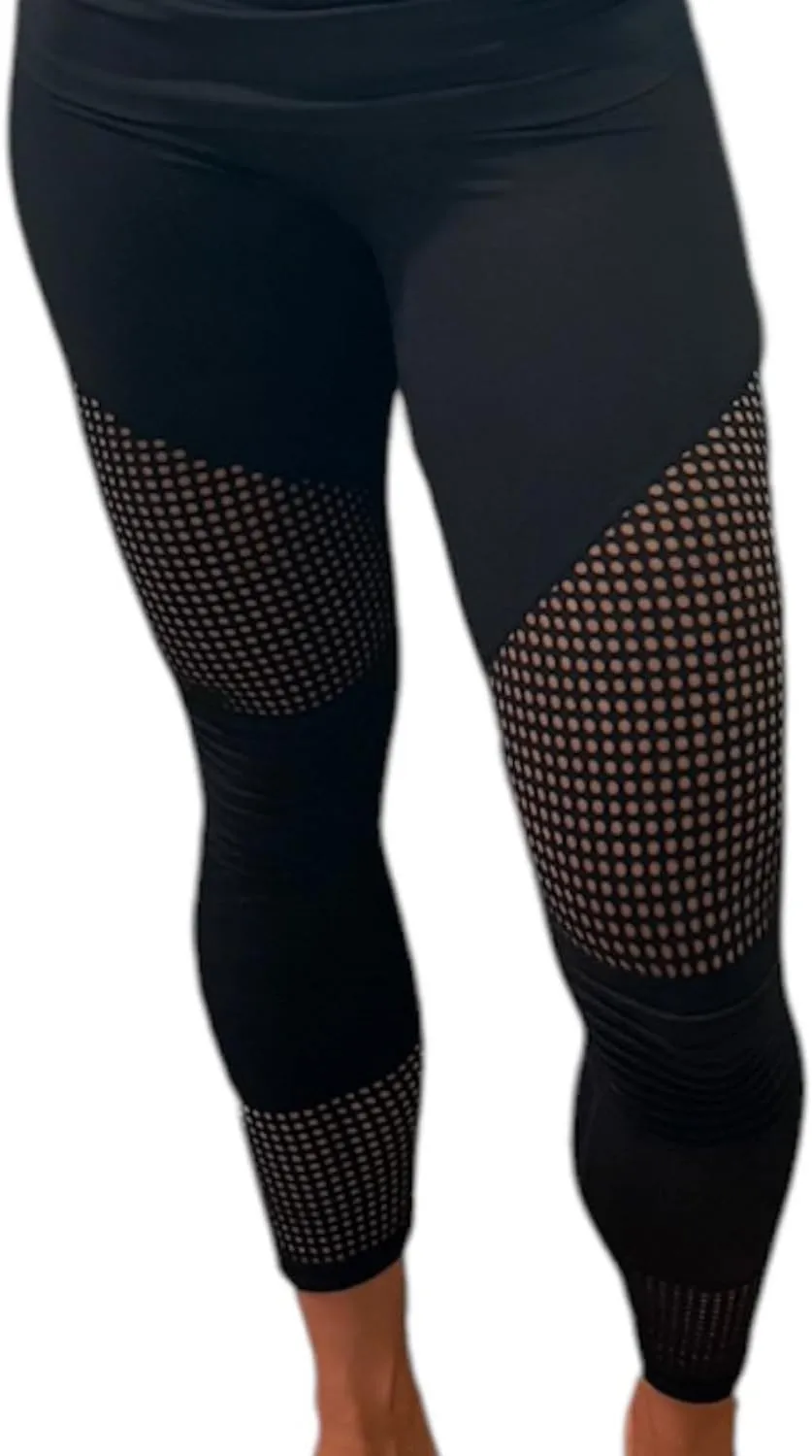 High Waist mesh Leggings with Tummy Control Workout Running Yoga Leggings for Women