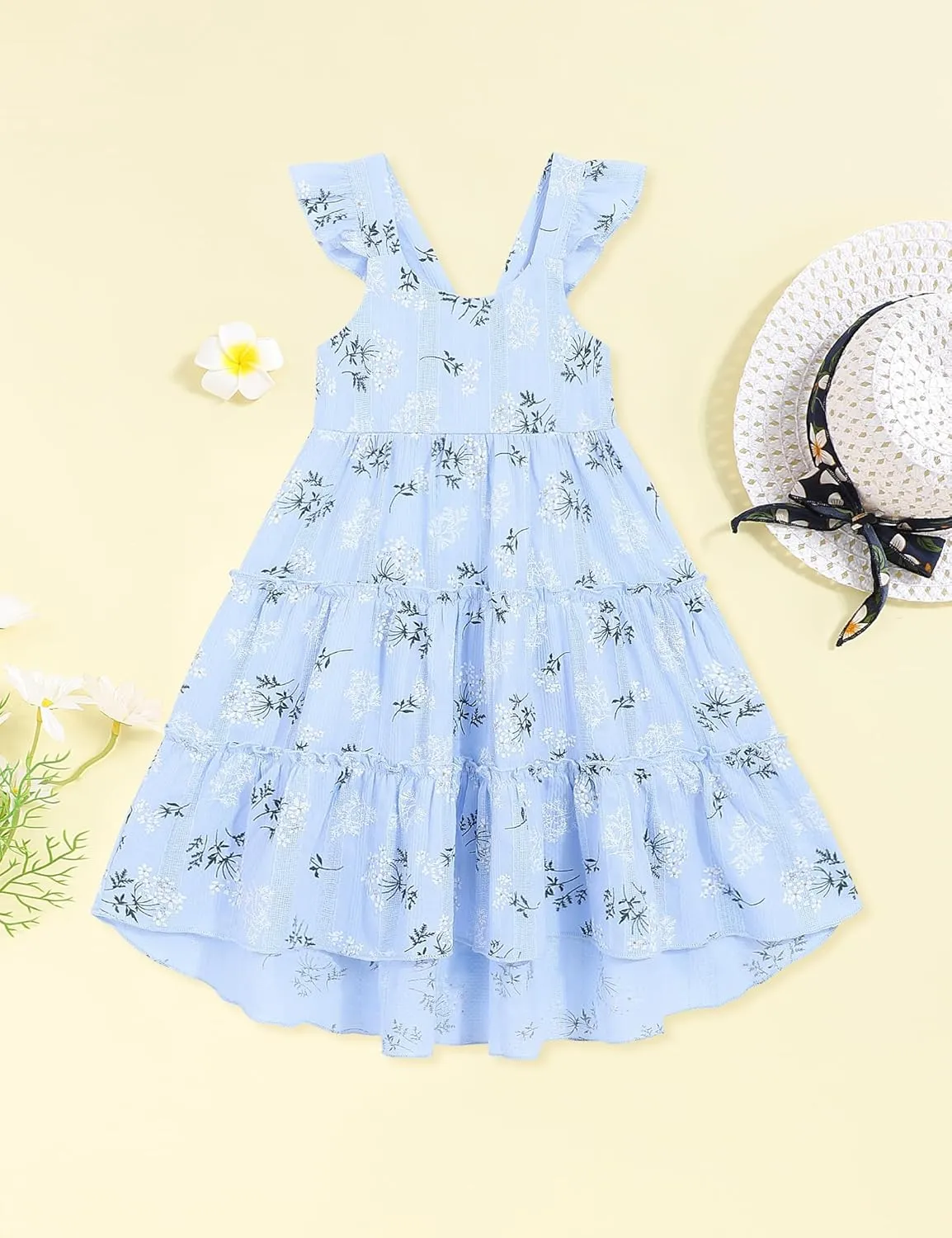 Hipea Toddler Baby Girls' Dresses Outfits Sleeveless Backless Colour Block Dress Kids Casual Beach Dresses