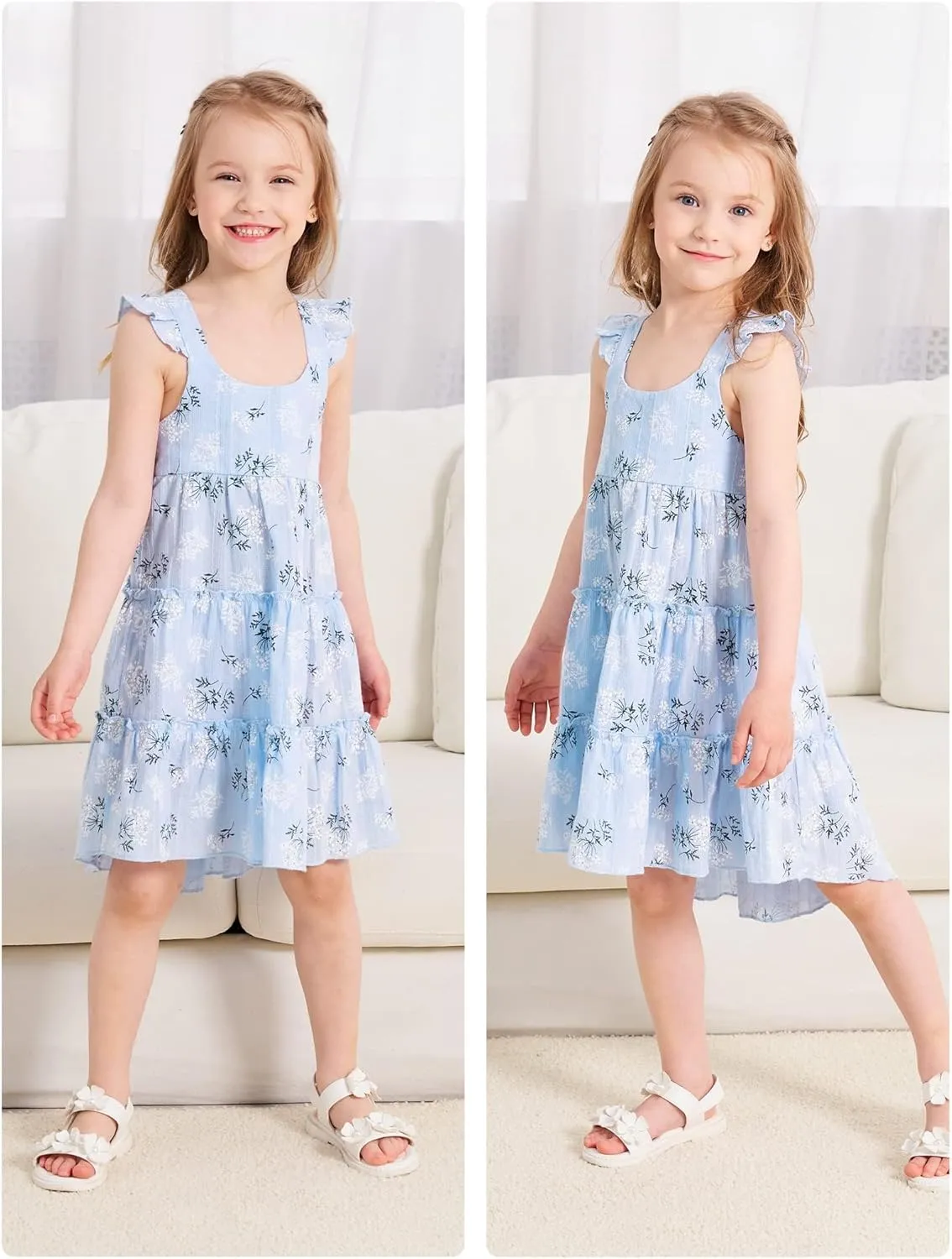 Hipea Toddler Baby Girls' Dresses Outfits Sleeveless Backless Colour Block Dress Kids Casual Beach Dresses