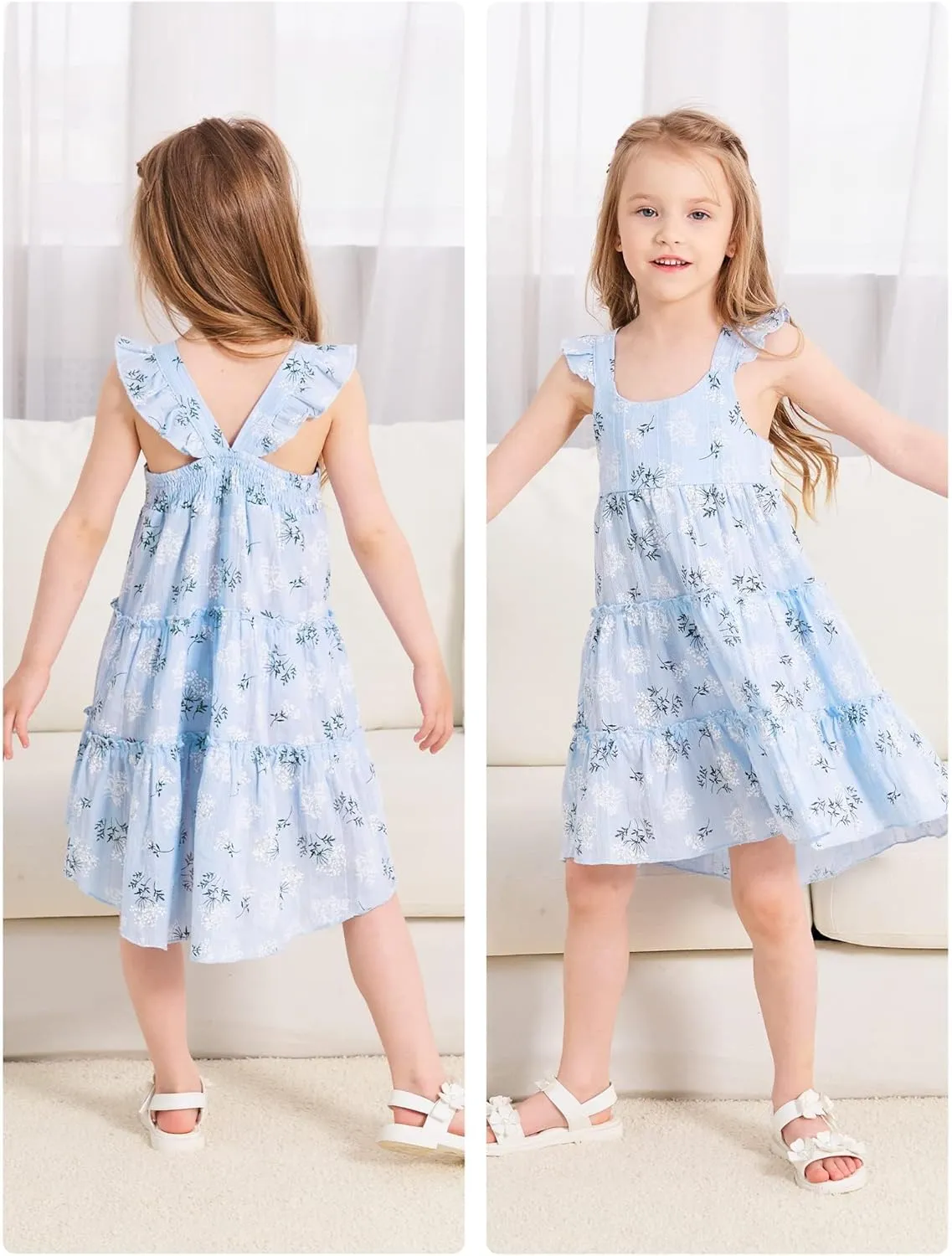 Hipea Toddler Baby Girls' Dresses Outfits Sleeveless Backless Colour Block Dress Kids Casual Beach Dresses