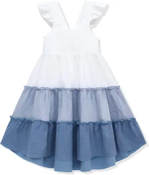 Hipea Toddler Baby Girls' Dresses Outfits Sleeveless Backless Colour Block Dress Kids Casual Beach Dresses