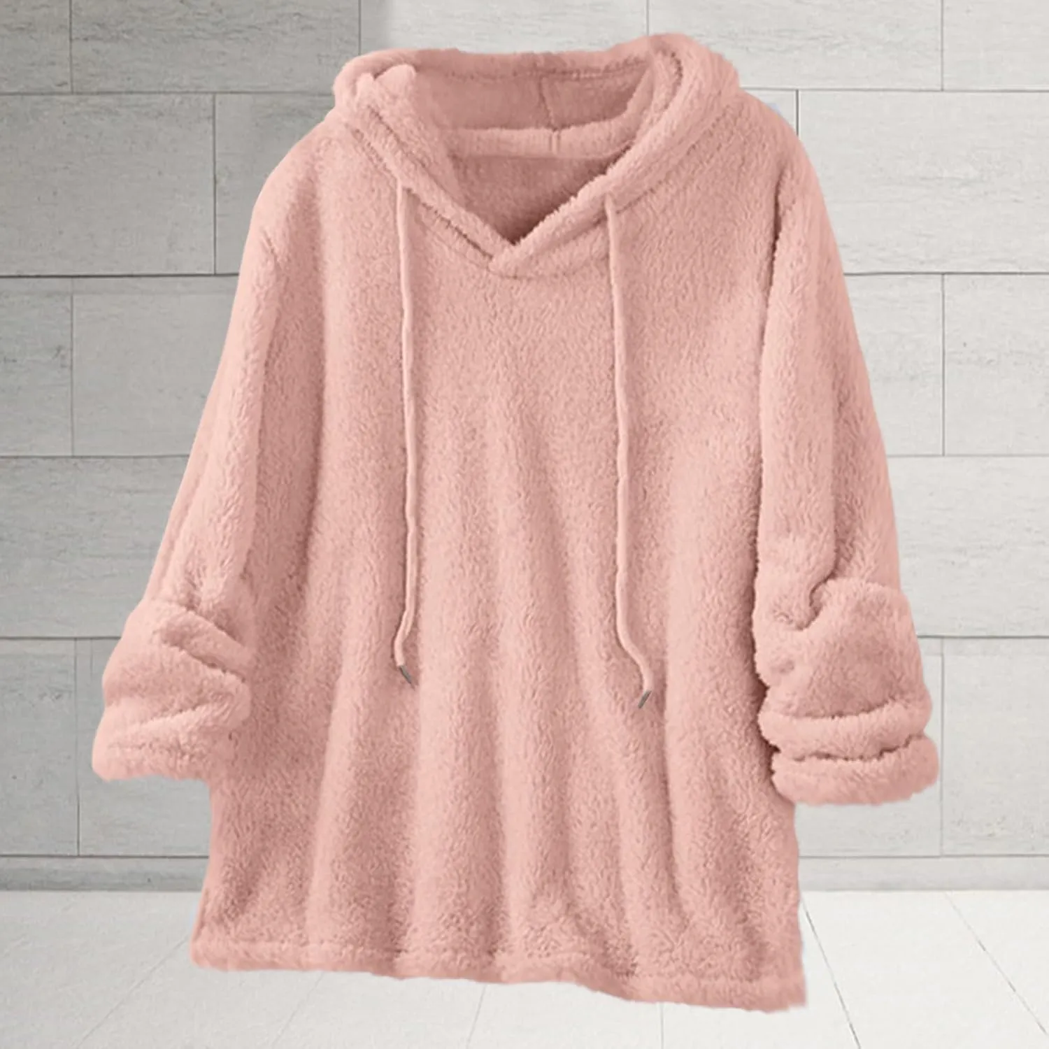 Hooded Sweatshirt for Women Trendy Loose Fit Long Sleeve Solid Color Sweaters Comfort Casual Drawstring Hoodies