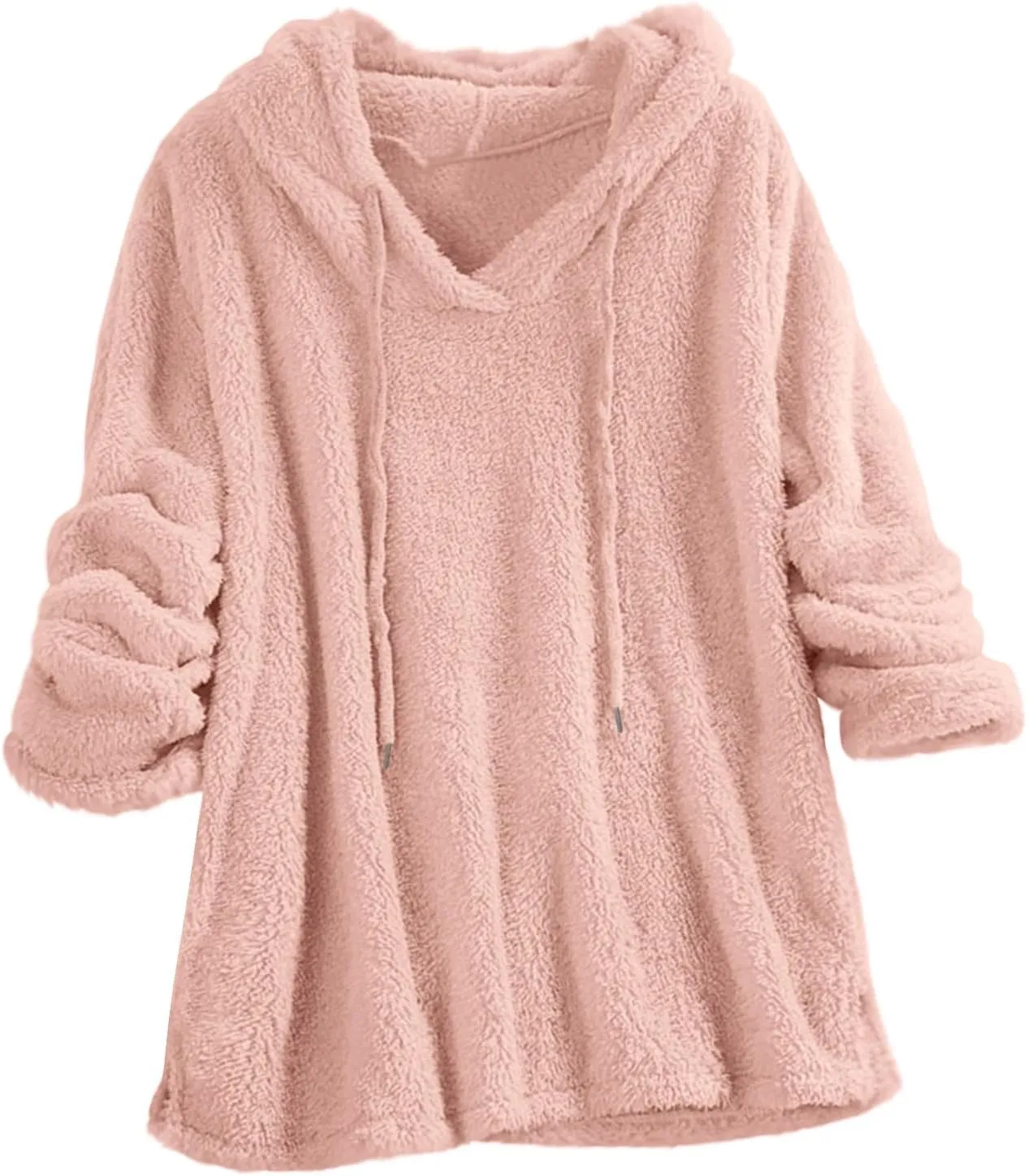 Hooded Sweatshirt for Women Trendy Loose Fit Long Sleeve Solid Color Sweaters Comfort Casual Drawstring Hoodies