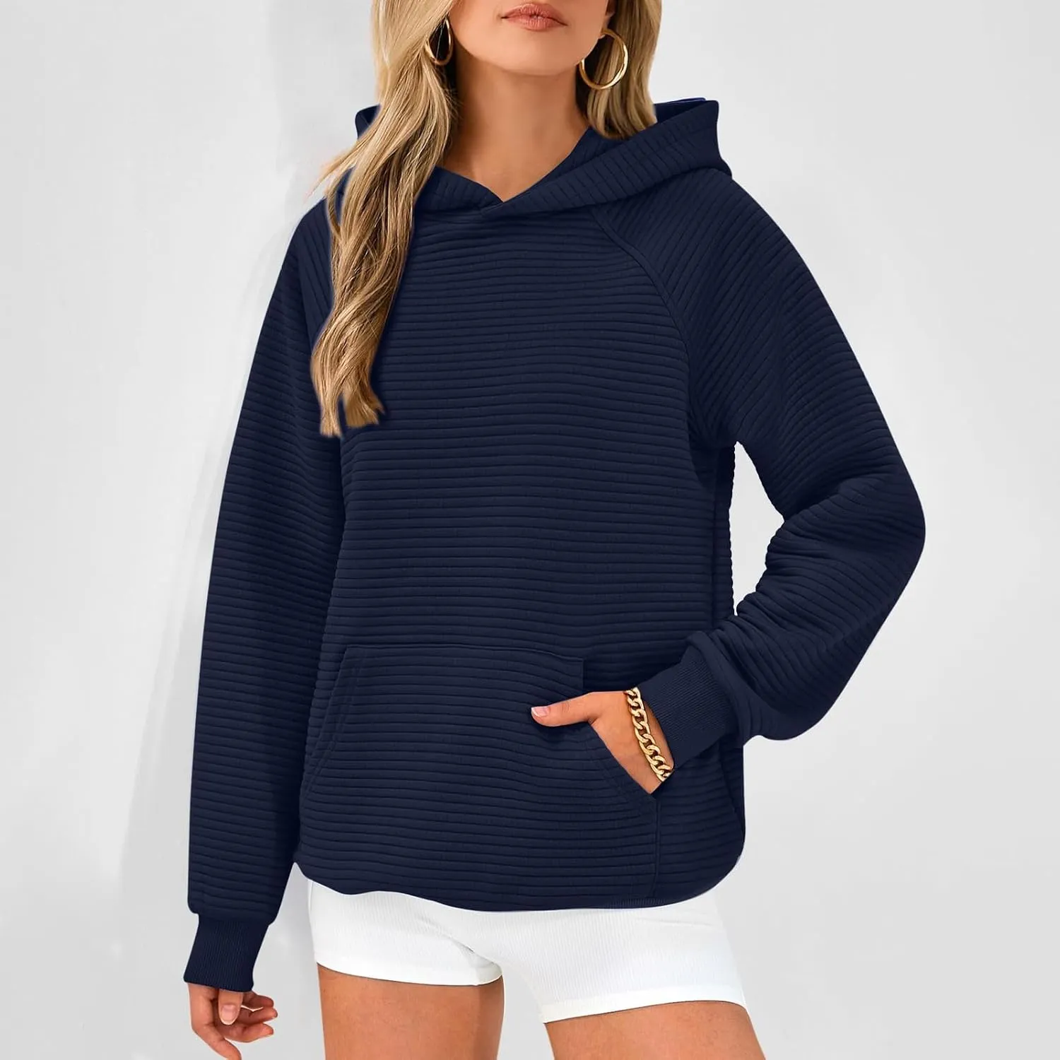 Hoodies for Women Long Sleeve Striped Cotton Sweatshirt 2024 Fall Fashion Soft Casual Pullover Tops With Pocket