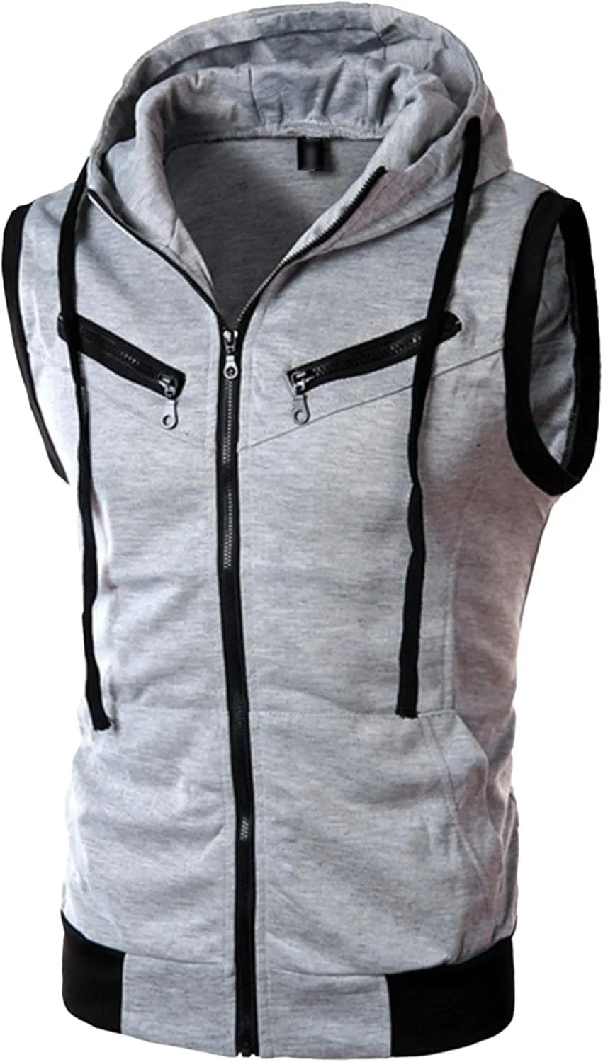 JEShifangjiusu Men'S Casual Zip-Hoodie Vest Cotton Sleeveless Hoodie Vest Slim Fit Lightweight Sweatshirt Hoodie Tank Top