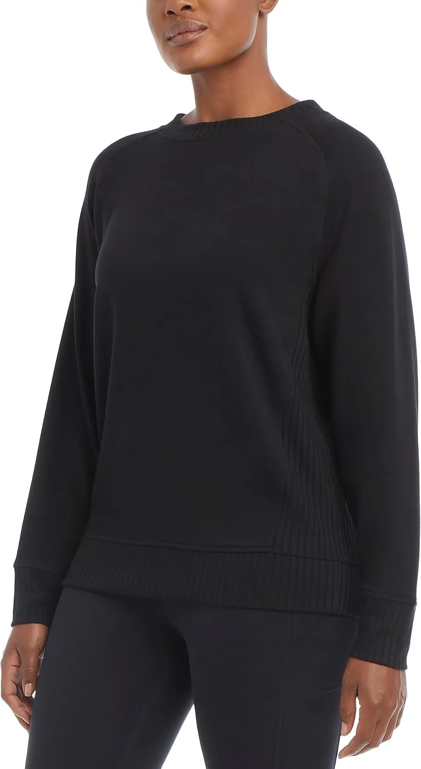 Jockey Women's Oversized Rib Detail Crew Neck Pullover Sweatshirt