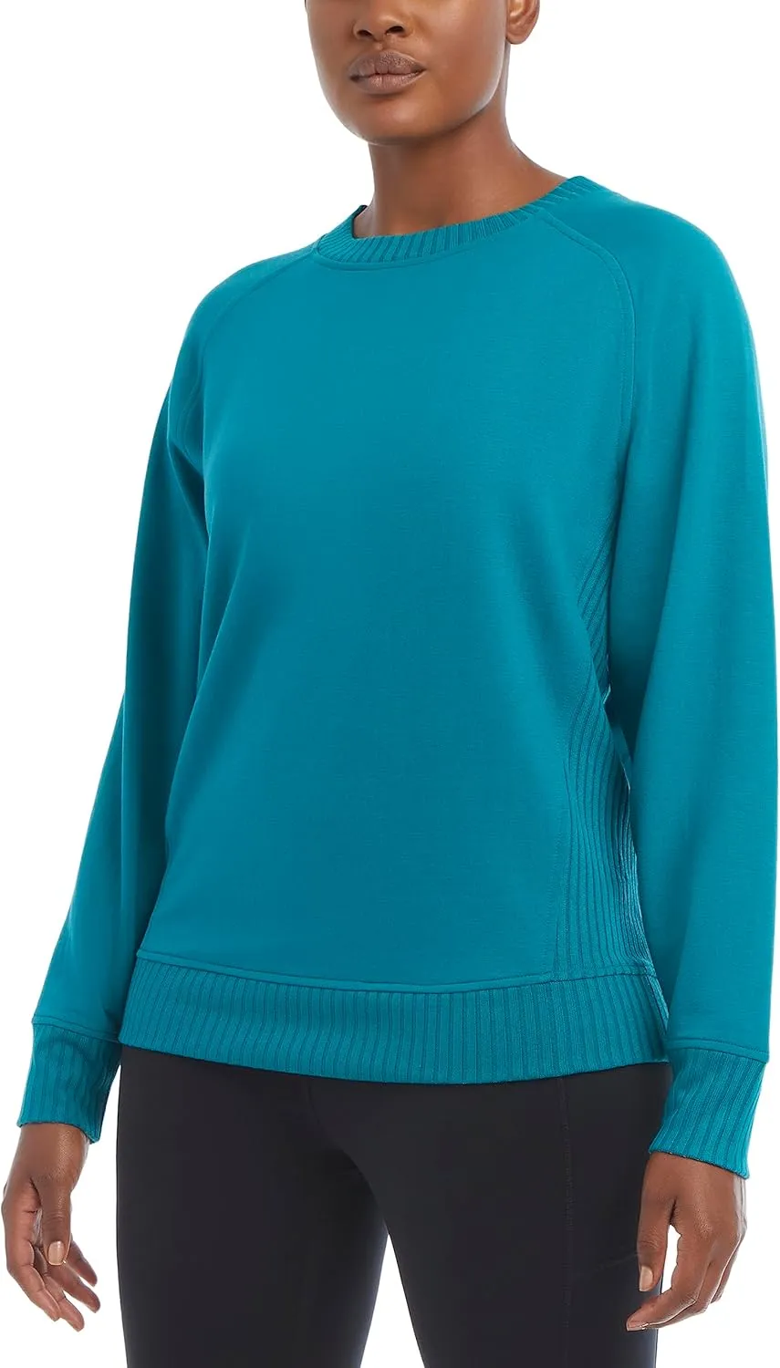 Jockey Women's Oversized Rib Detail Crew Neck Pullover Sweatshirt