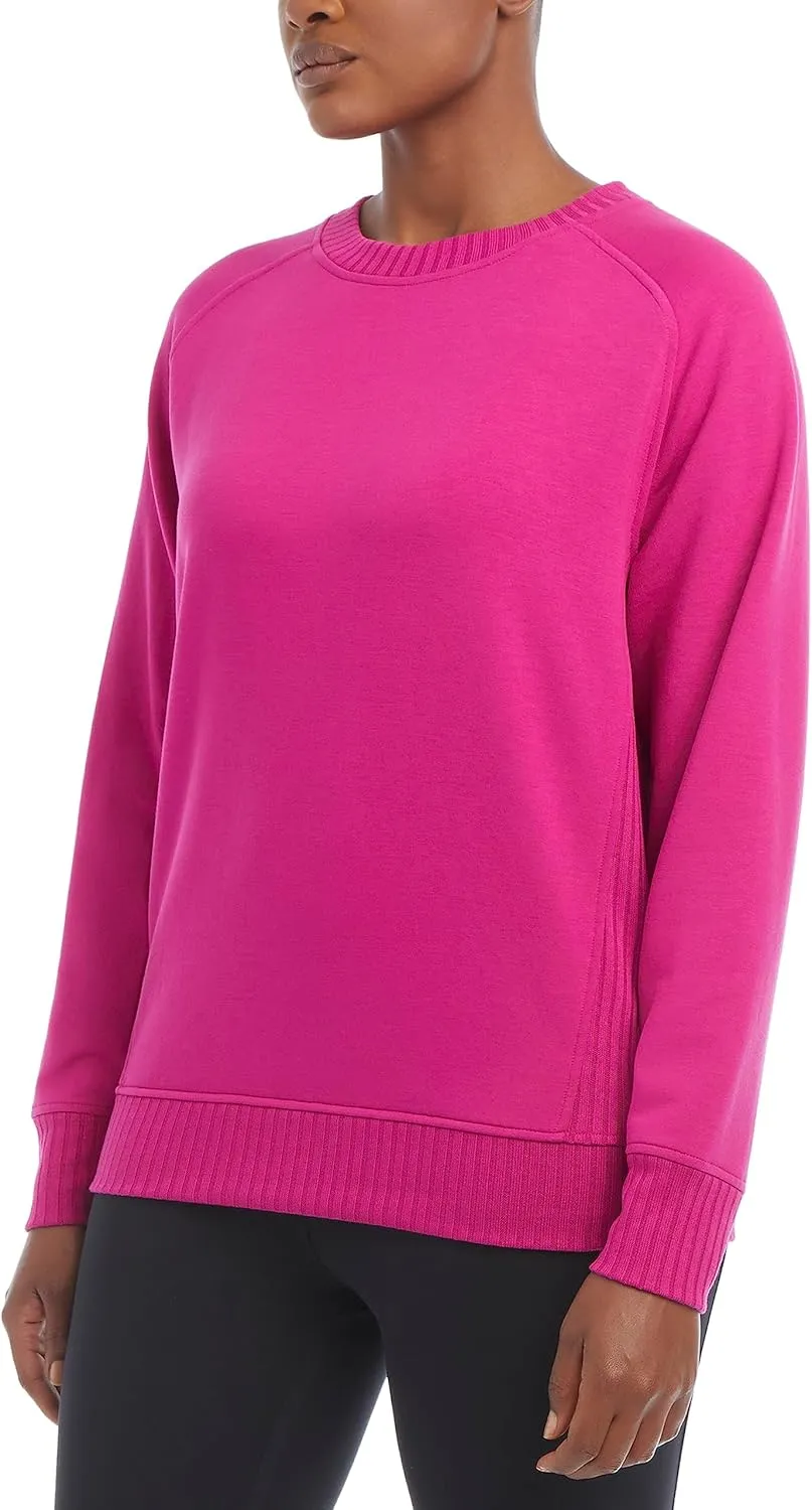 Jockey Women's Oversized Rib Detail Crew Neck Pullover Sweatshirt