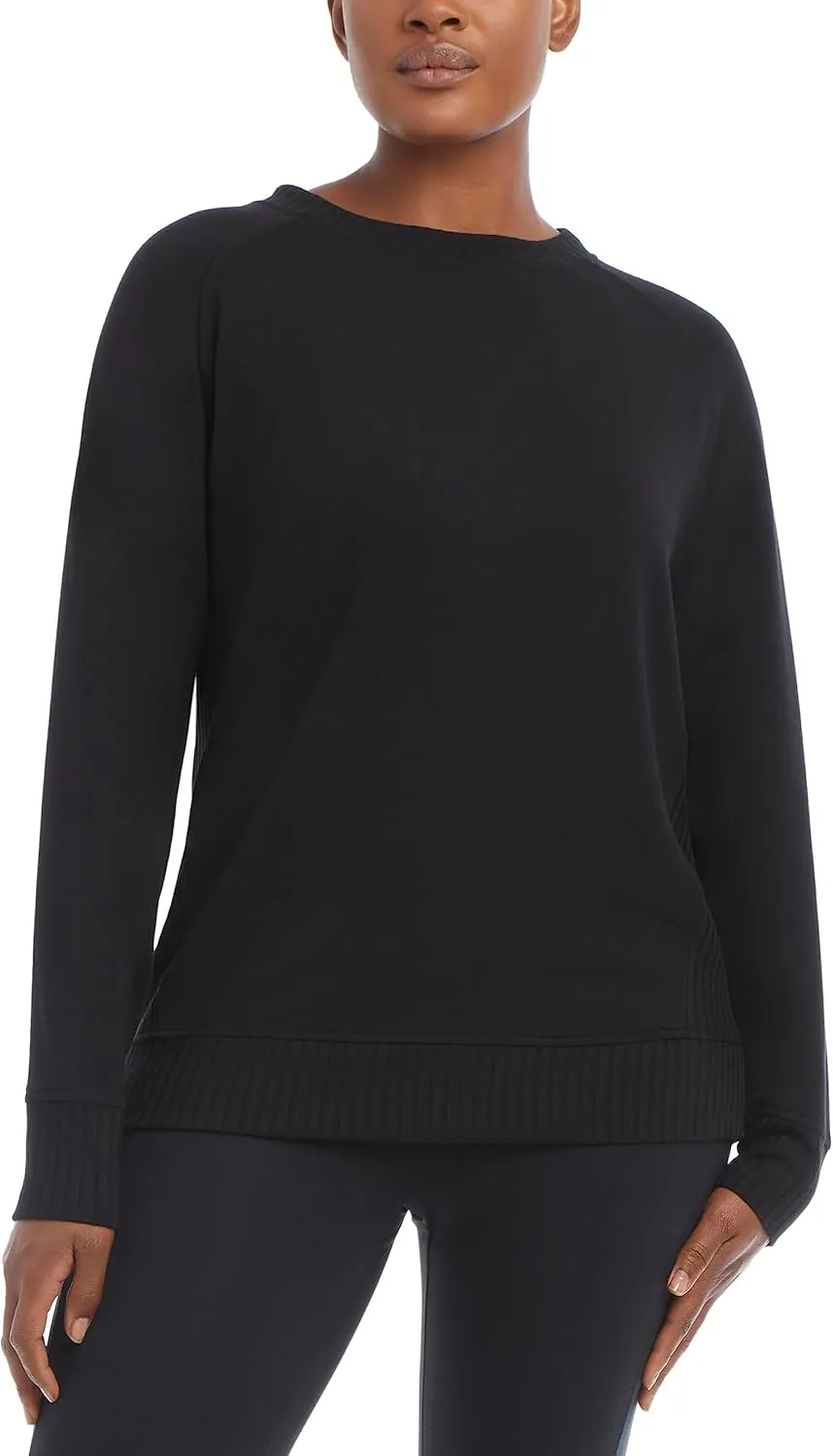 Jockey Women's Oversized Rib Detail Crew Neck Pullover Sweatshirt