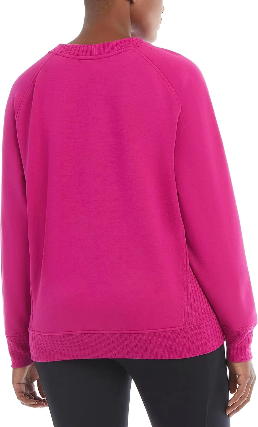 Jockey Women's Oversized Rib Detail Crew Neck Pullover Sweatshirt