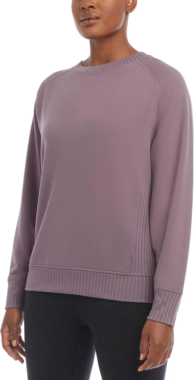 Jockey Women's Oversized Rib Detail Crew Neck Pullover Sweatshirt