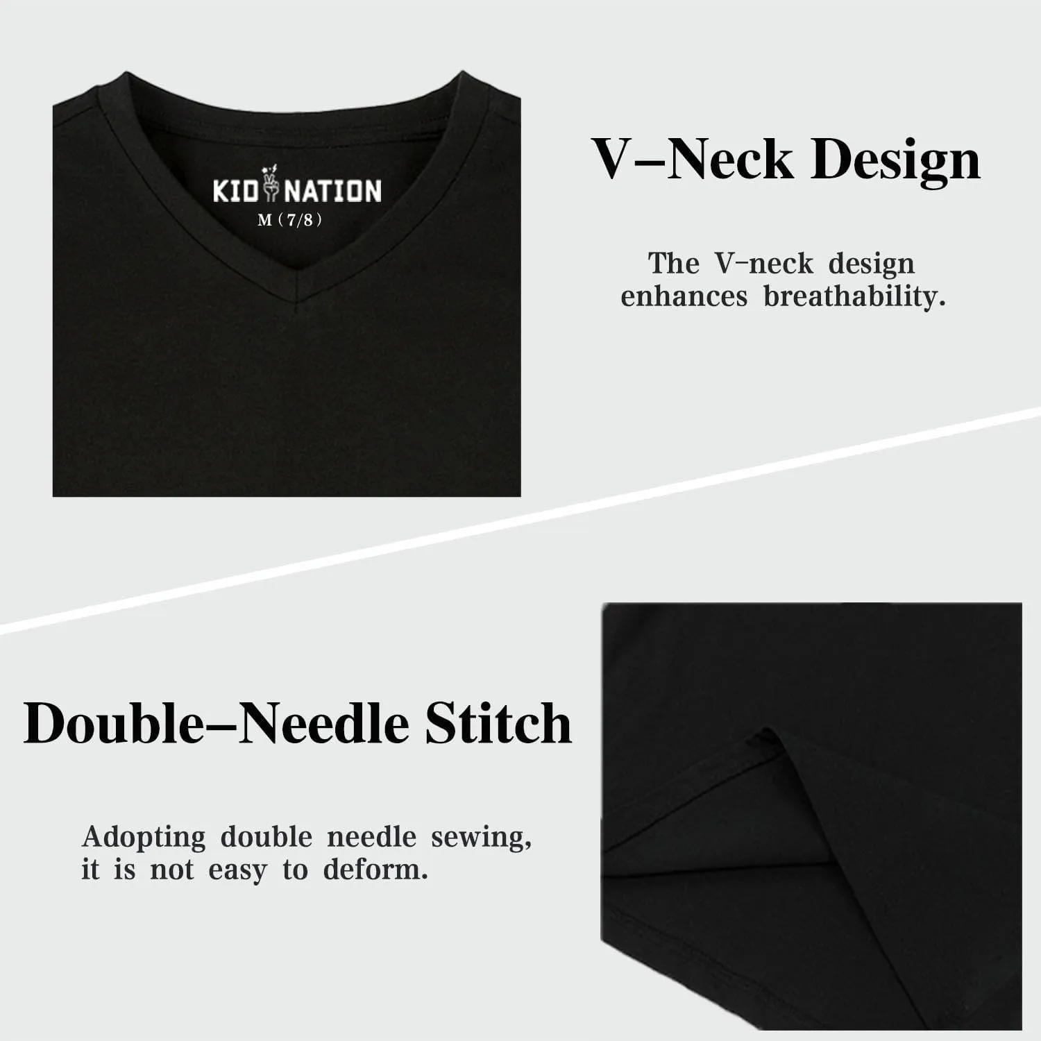 Kid Nation Boys T Shirts Kids Unisex Soft Cotton Tshirts Short Sleeve V Neck Girls Tee Shirts